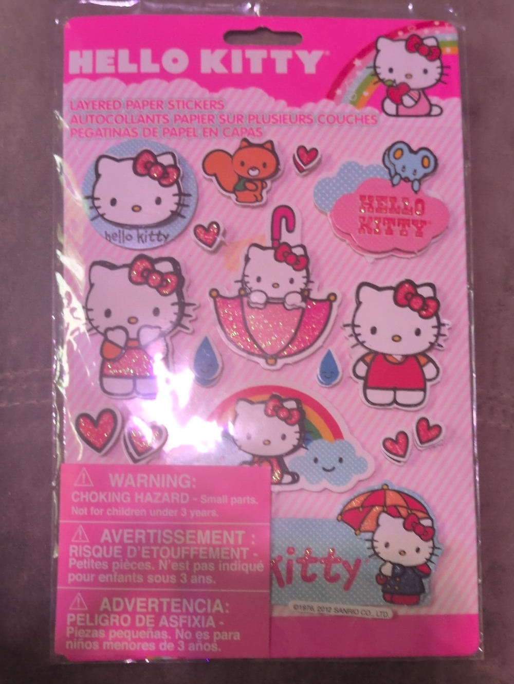 Hello Kitty Pink Layered Paper Sticker Sheet
